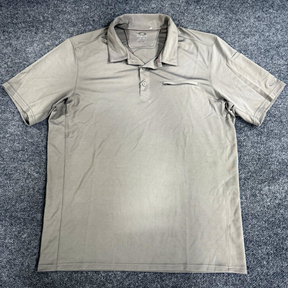 Oakley Mens XL Gray Performance Golf Polo O Hydrolix Pocket Short Sleeve Shirt